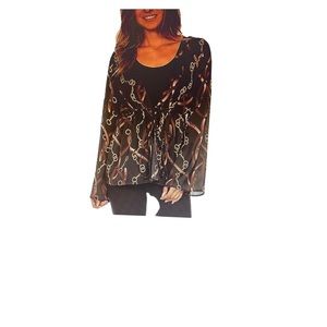 #Brown Status Bell-Sleeve Open Cardigan